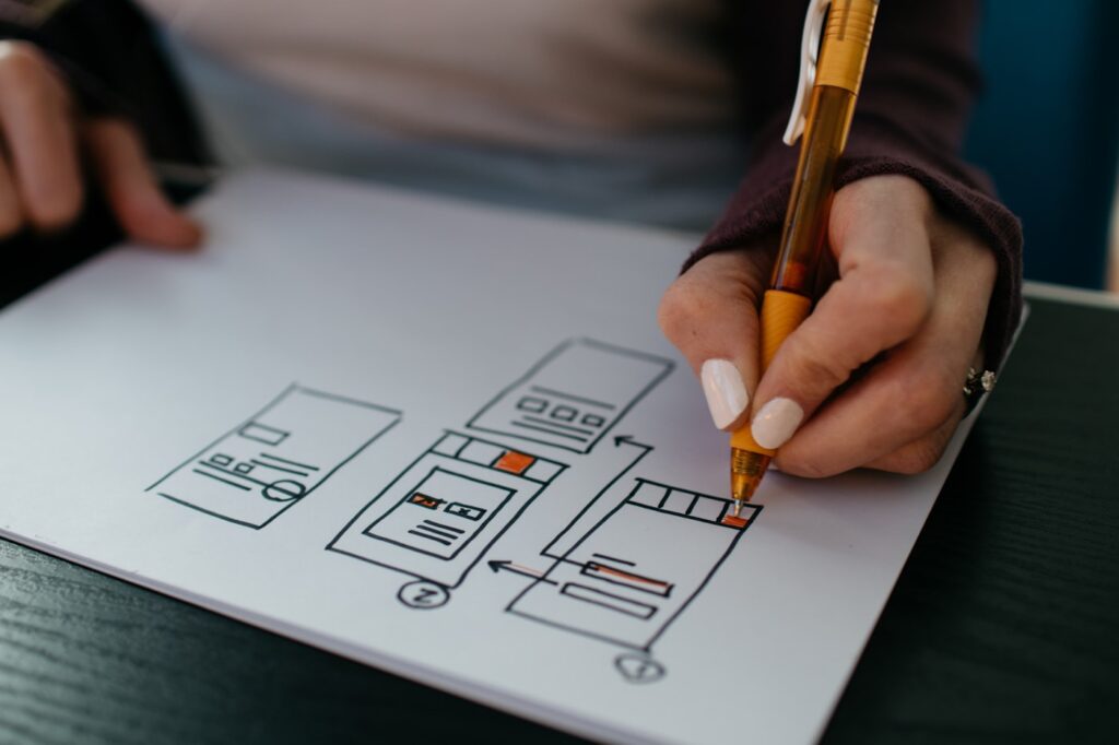 Graphic designer reviewing brand creative and ad mockups