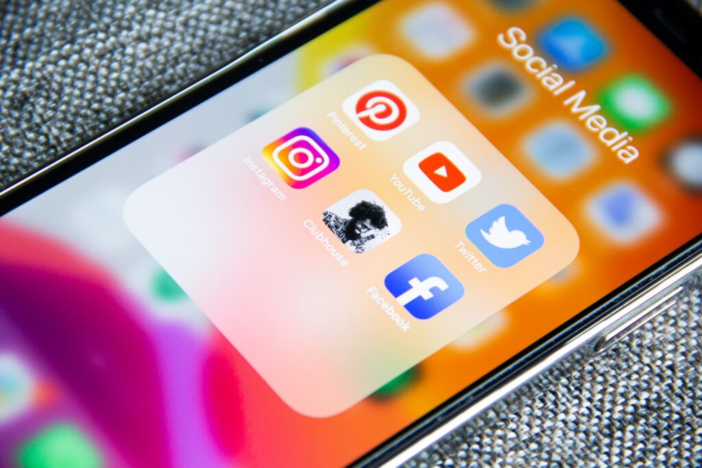 Social media content calendar and engagement on phone