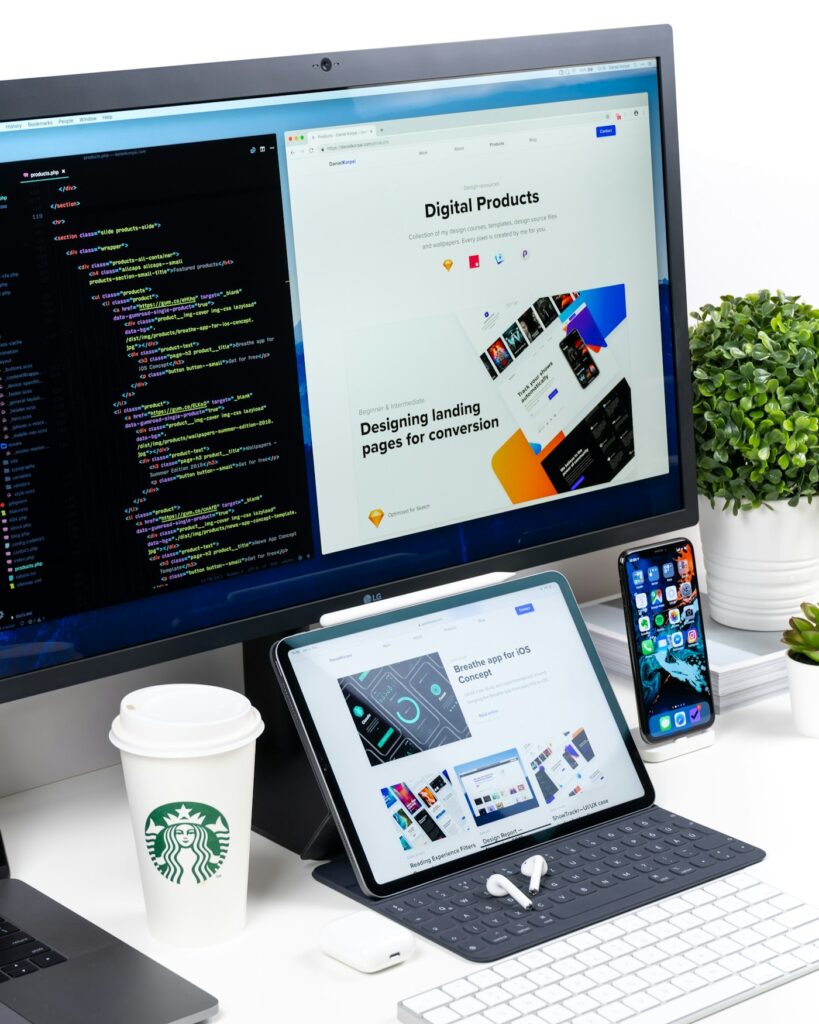 Modern responsive website design on desktop and mobile